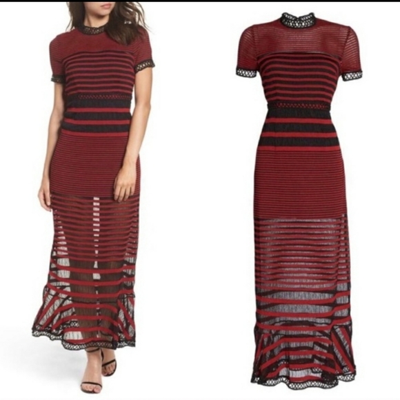 Foxiedox Cassius Maxi Dress Red Black Striped Large NWT - Picture 11 of 11